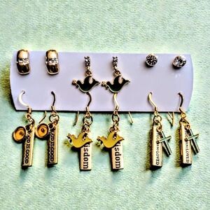 Golden Metallic Earrings Set